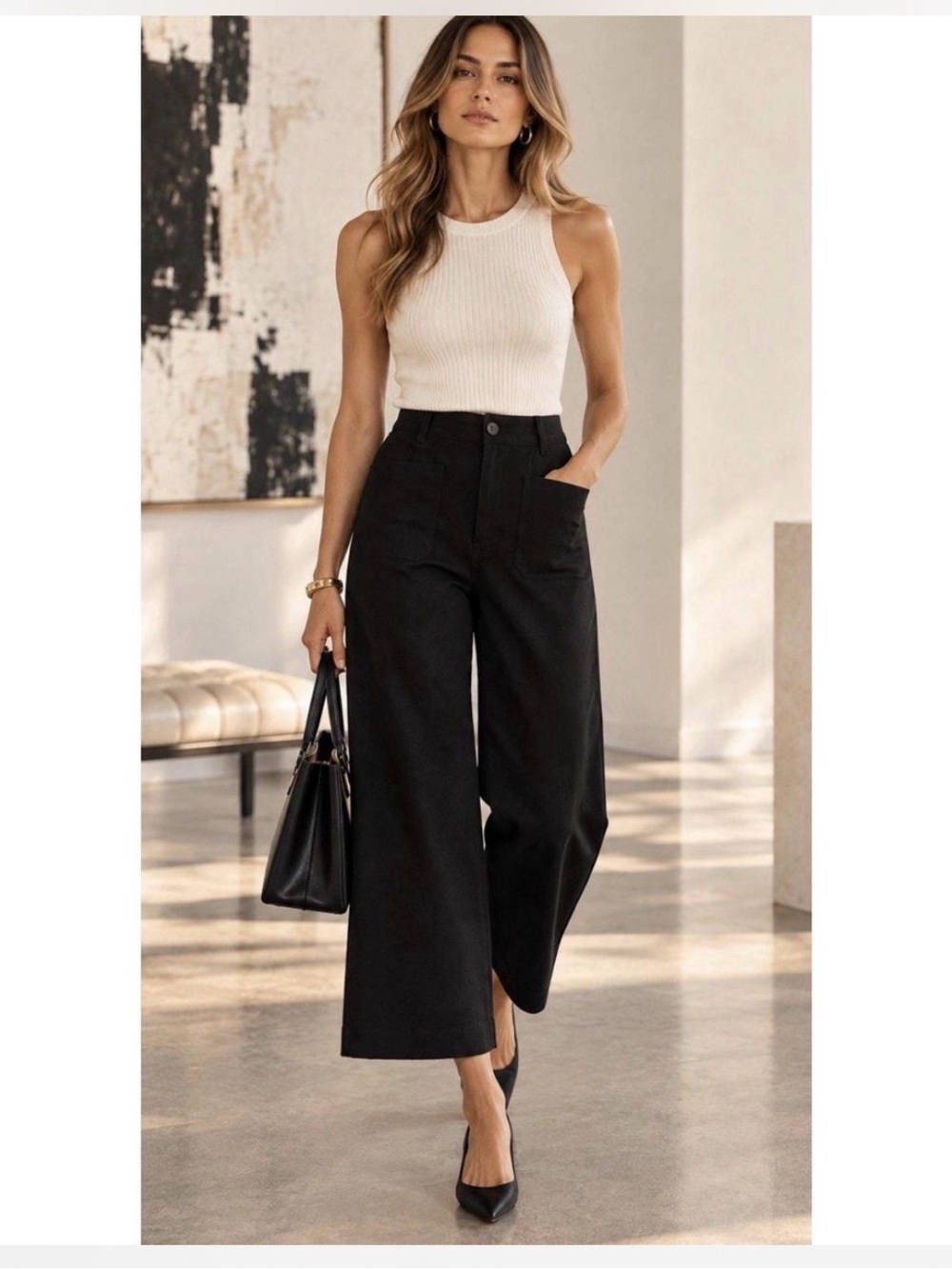 Anthropologie Maeve The Colette Black Wide Leg Pants Size 27 High Rise